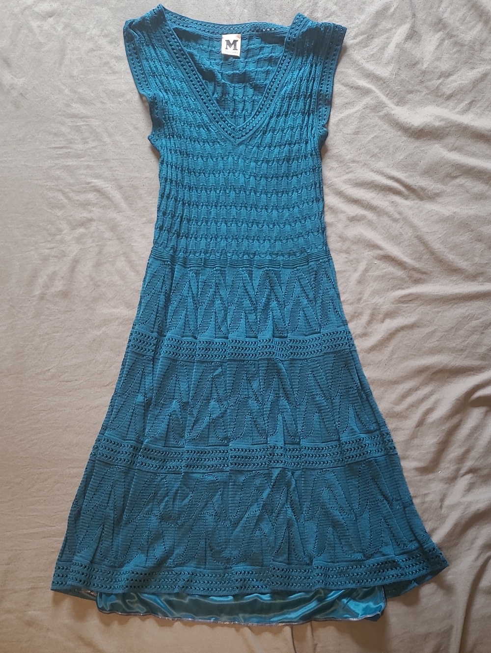 Missoni Teal Knit V-Neck Maxi Dress